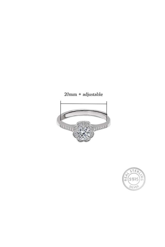 Zircon-Flower-Blossom-Sterling-Silver-Womens-Western-Ring