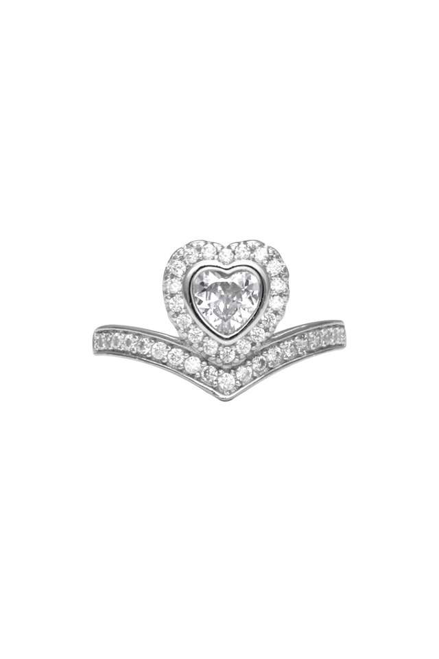 Cubic-Zirconia-Silver-Adjustable-Womens-Ring