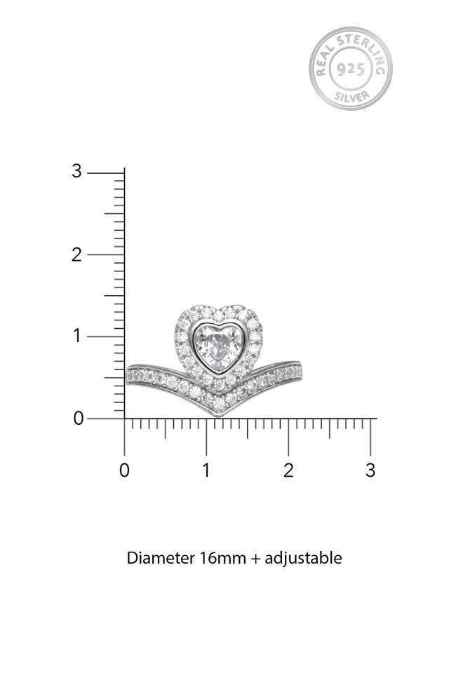 Cubic-Zirconia-Silver-Adjustable-Womens-Ring