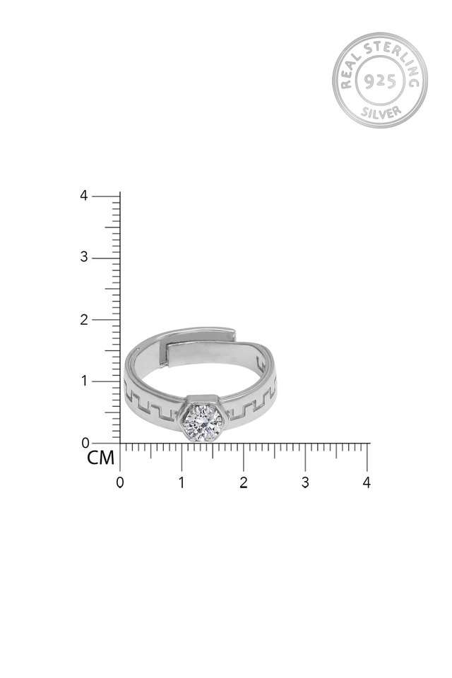 Cubic-Zirconia-Silver-Adjustable-Womens-Ring