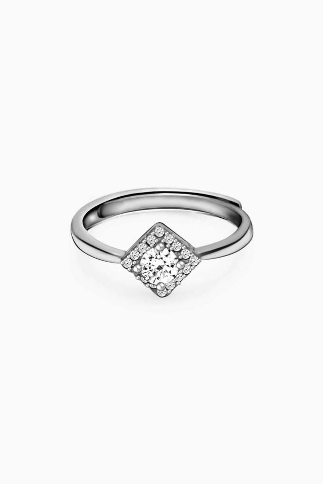Cubic-Zirconia-Silver-Adjustable-Womens-Ring