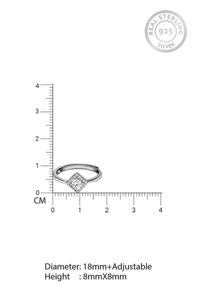 Cubic-Zirconia-Silver-Adjustable-Womens-Ring