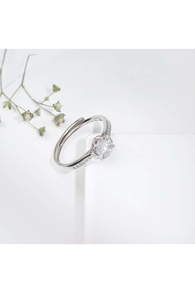 Zircon-Shimmer-Flower-Sterling-Silver-Womens-Western-Ring