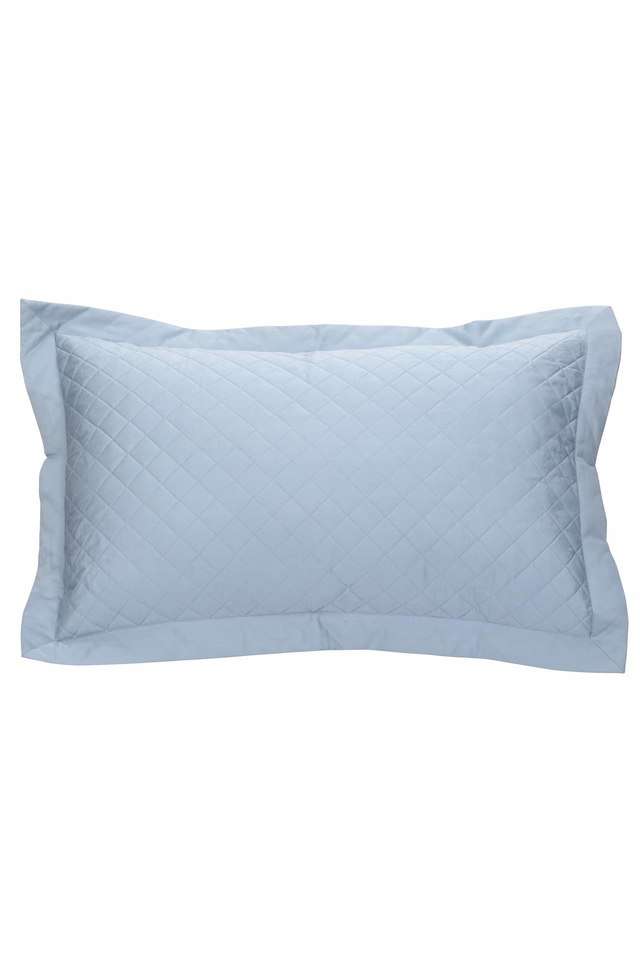 Royal-Redux-Diamond-Bow-Quilted-Machine-100Gsm-Cotton-Blue-Pillow-Sham-Set-Of-2
