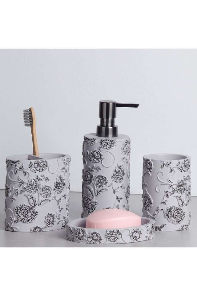 Polyresin-4-Pcs-Bathroom-set-Grey