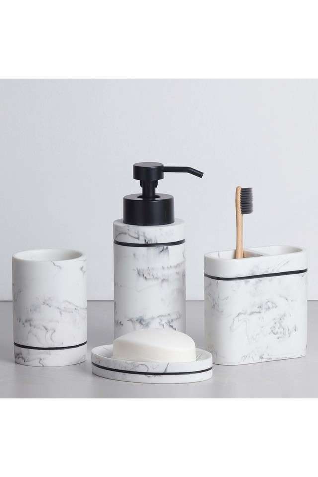 Polyresin-4-Pcs-Bathroom-set-White-&-Grey
