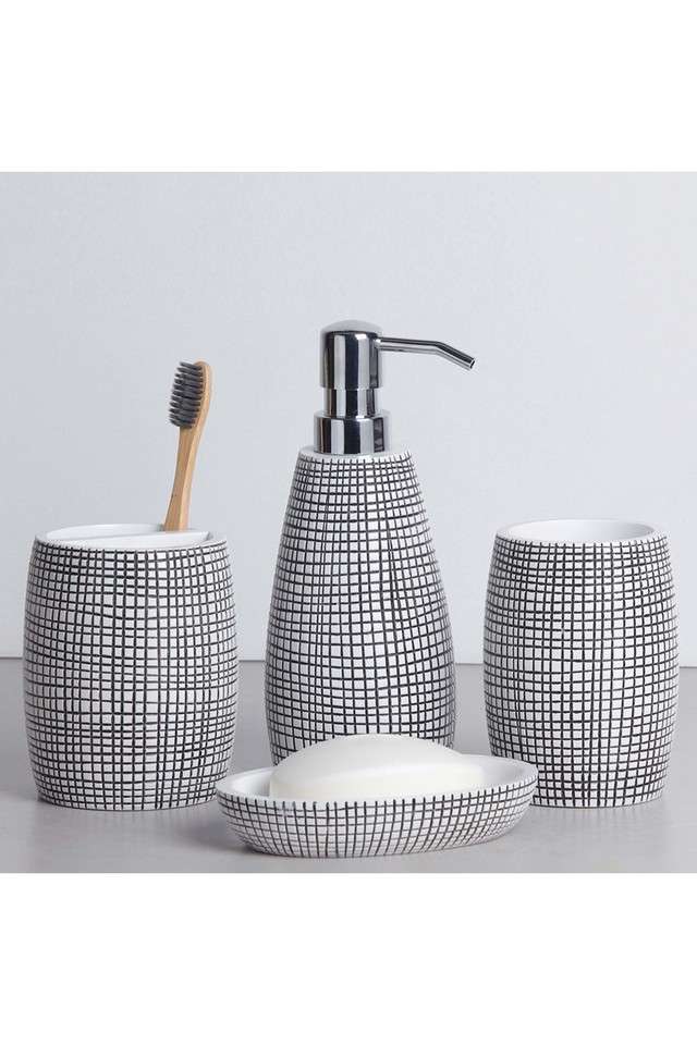 Polyresin-4-Pcs-Bathroom-set-Black-&-White