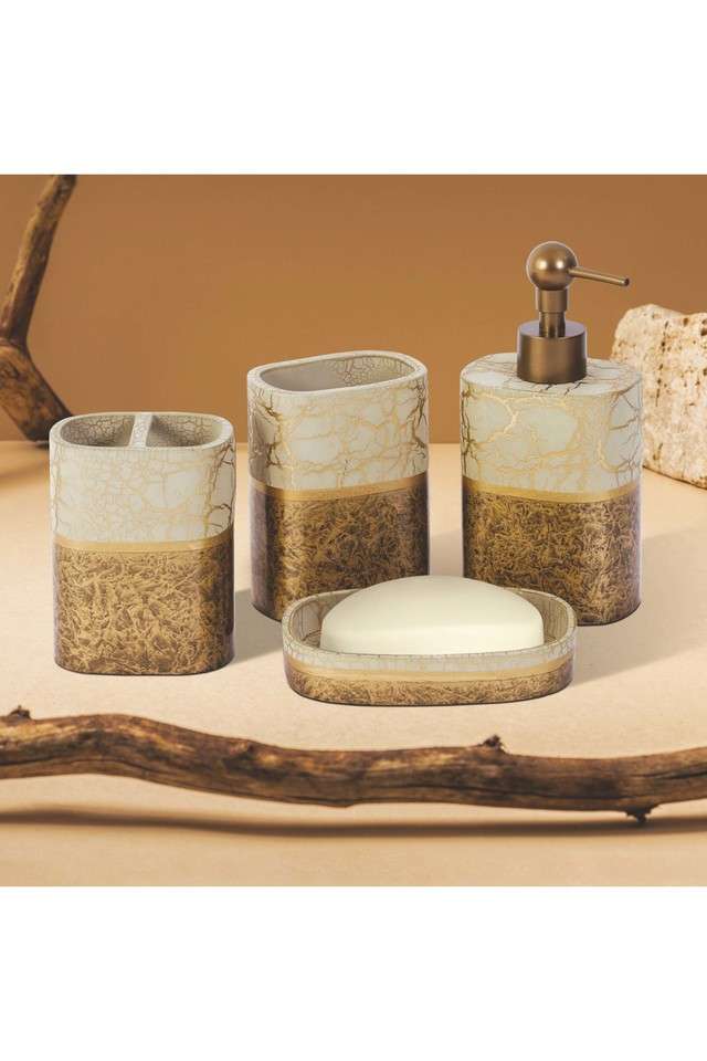 Polyresin-4-Pcs-Bathroom-Set-Beige-and-Brown