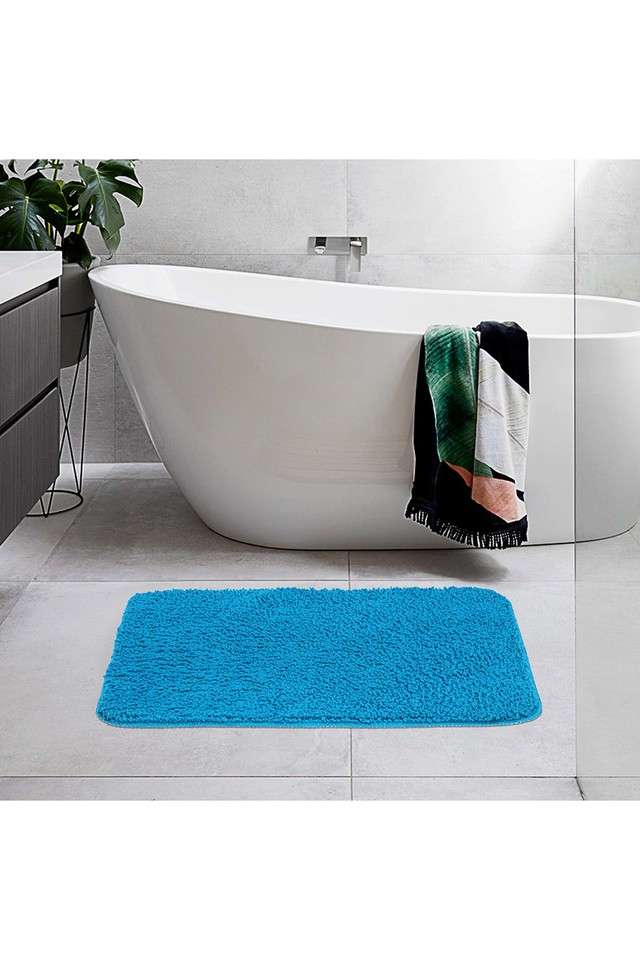 Anti-Skid-Solid-Polyester-Bathroom-Mat---(L)70-x-(W)50---Teal-Blue