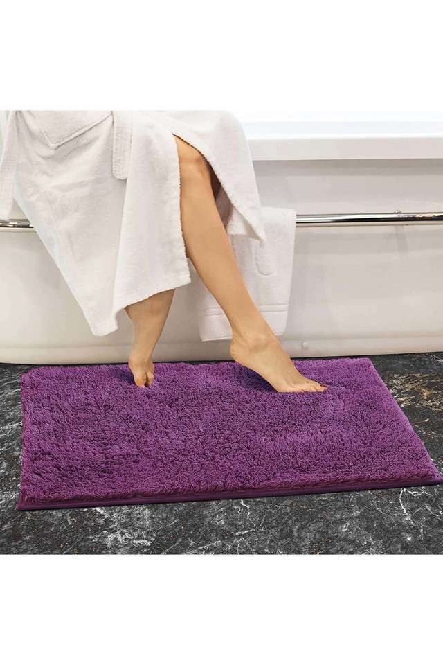 Anti-Skid-Super-Absorbent-Cotton-Bath-Mat-(L)70-x-(W)50---Purple