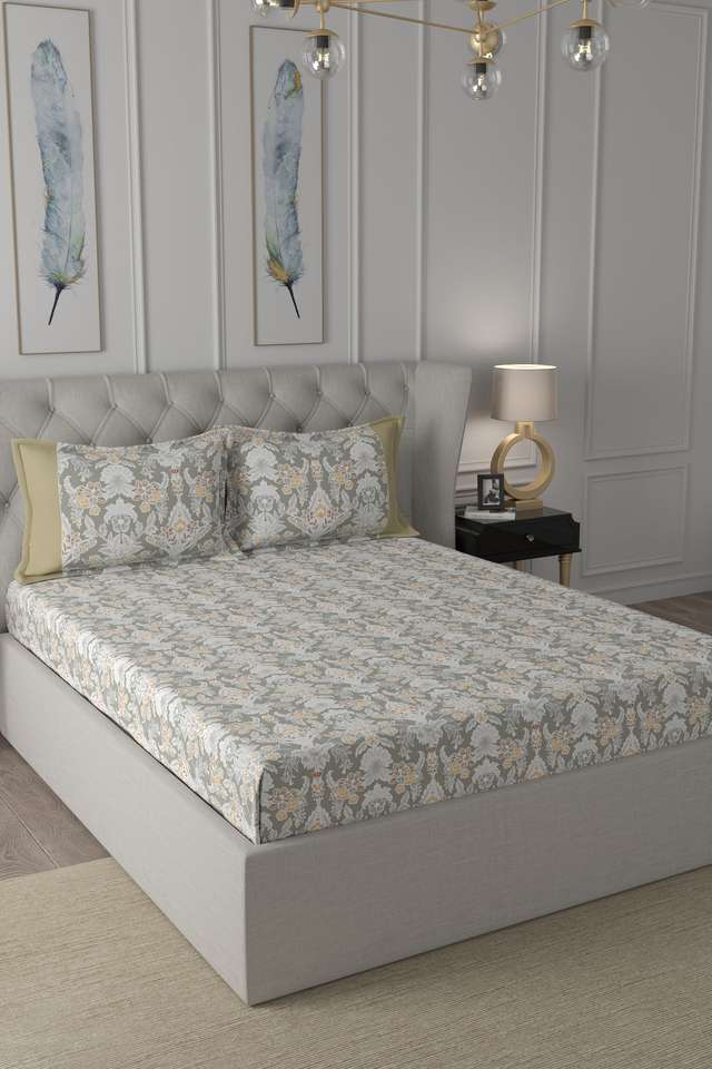 Hermosa-Regency-Dark-Flora-Print-210-TC-Cotton-Double-Bed-Sheet-With-2-Pillow-Covers