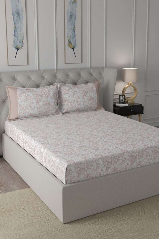 Hermosa-Exotic-Bouquet-Wonderland-Printed-200-TC-Cotton-Red-Double-Bed-Sheet-With-2-Pillow-Covers