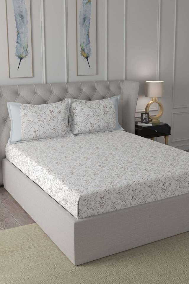 Hermosa-Exotic-Bouquet-Foliage-Printed-200-TC-Cotton-Purple-Double-Bed-Sheet-With-2-Pillow-Covers