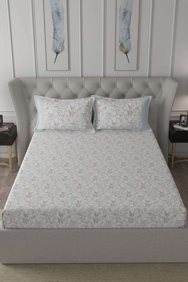 Hermosa-Exotic-Bouquet-Foliage-Printed-200-TC-Cotton-Purple-Double-Bed-Sheet-With-2-Pillow-Covers