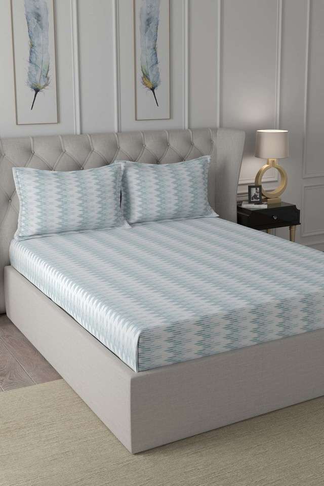 Hermosa-Exotic-Bouquet-Asher-Printed-144-TC-Cotton-Blue-Double-Bed-Sheet-With-2-Pillow-Covers