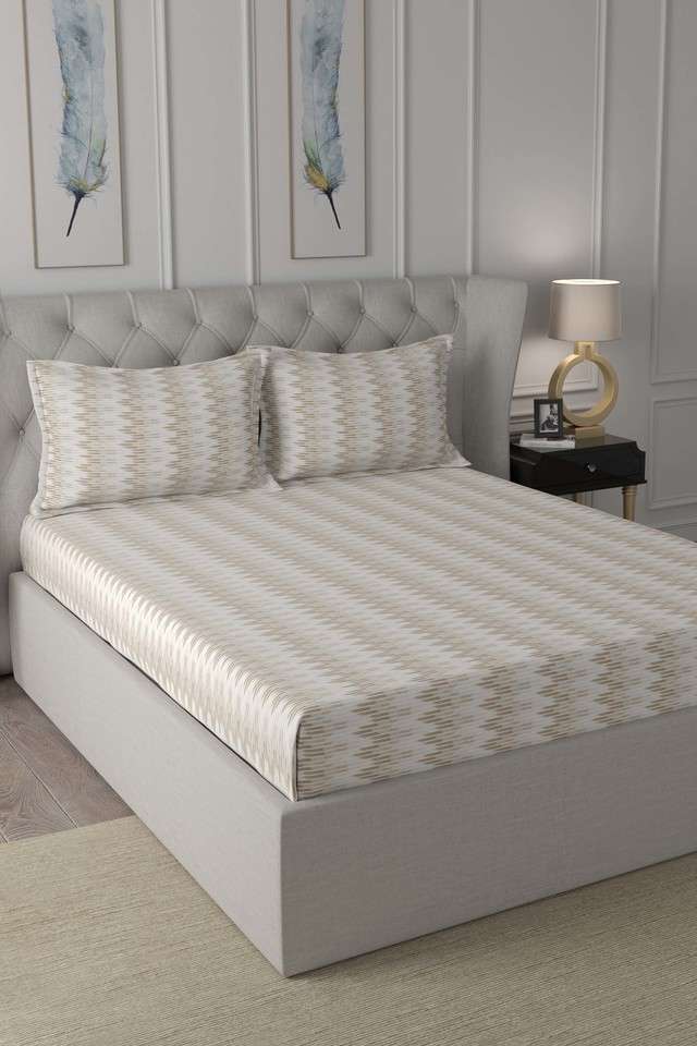 Hermosa-Exotic-Bouquet-Asher-Printed-144-TC-Cotton-Neutral-Double-Bed-Sheet-With-2-Pillow-Covers