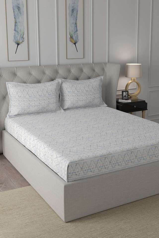 Hermosa-Exotic-Bouquet-Atzi-Printed-144-TC-Cotton-Blue-Double-Bed-Sheet-With-2-Pillow-Covers