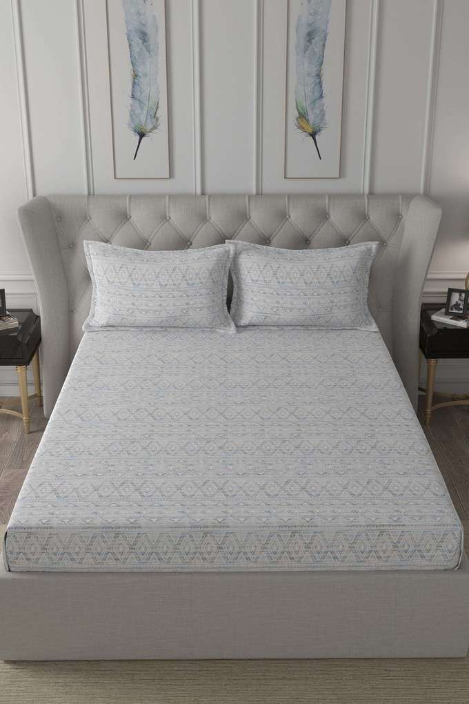 Hermosa-Exotic-Bouquet-Atzi-Printed-144-TC-Cotton-Blue-King-Bed-Sheet-With-2-Pillow-Covers