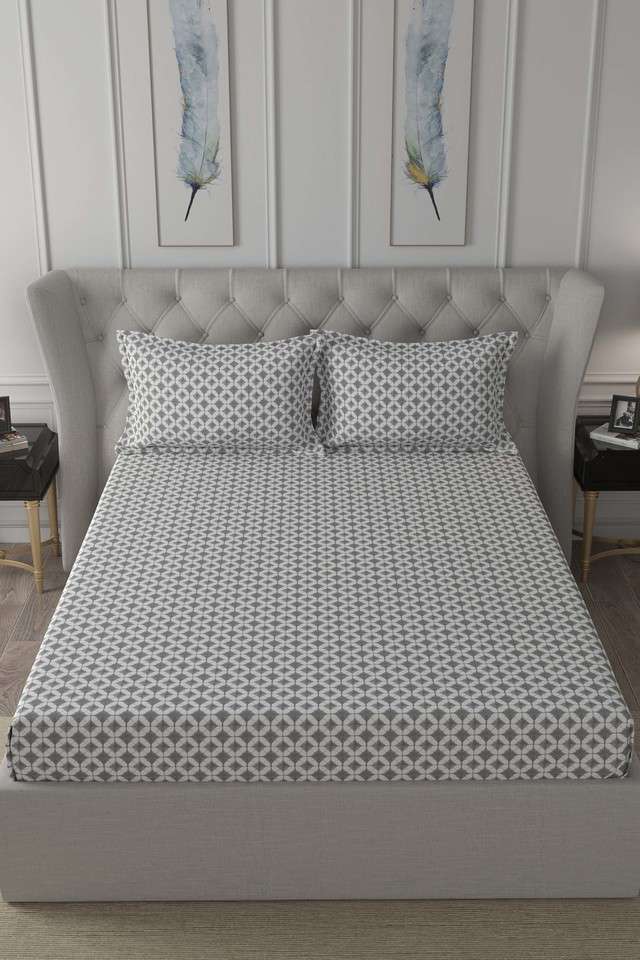 Hermosa-Exotic-Bouquet-Elaine-Printed-144-TC-Cotton-Grey-Double-Bed-Sheet-With-2-Pillow-Covers