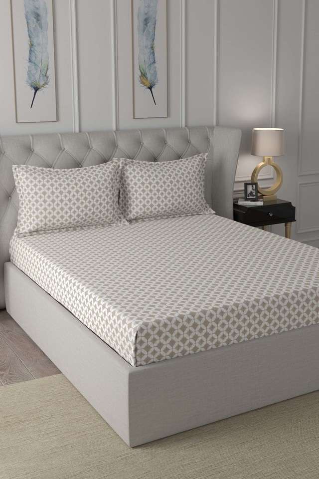 Hermosa-Exotic-Bouquet-Elaine-Printed-144-TC-Cotton-Neutral-Double-Bed-Sheet-With-2-Pillow-Covers