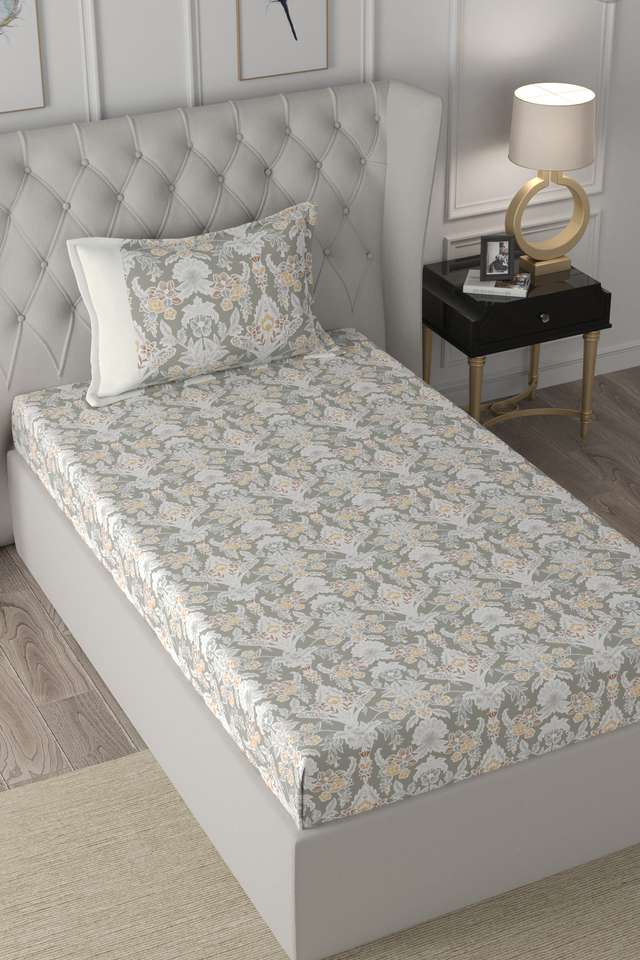 Hermosa-Regency-Dark-Flora-Print-210-TC-Cotton-Single-Bed-Sheet-With-1-Pillow-Cover
