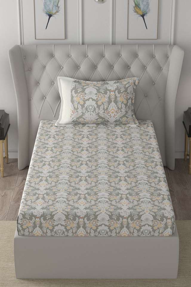 Hermosa-Regency-Dark-Flora-Print-210-TC-Cotton-Single-Bed-Sheet-With-1-Pillow-Cover