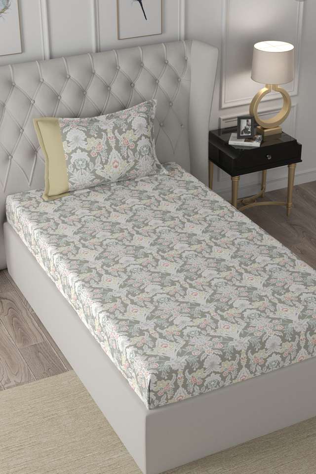Hermosa-Regency-Dark-Flora-Print-210-TC-Cotton-Single-Bed-Sheet-With-1-Pillow-Cover