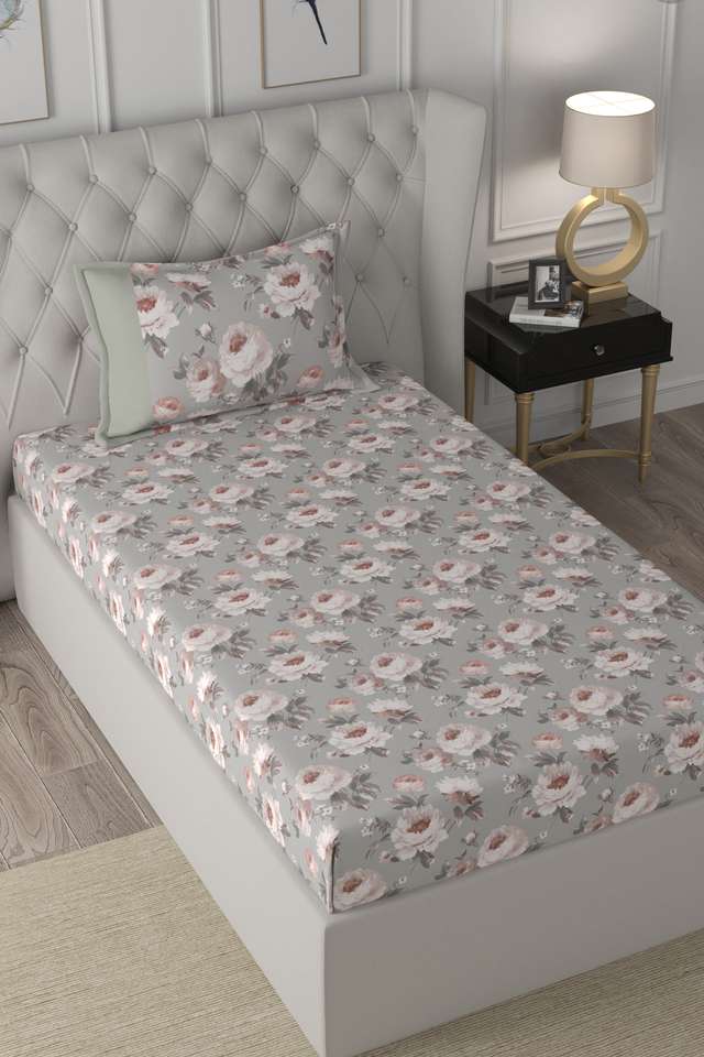 Hermosa-Regency-Bouquet-Print-210-TC-Cotton-Single-Bed-Sheet-With-1-Pillow-Cover
