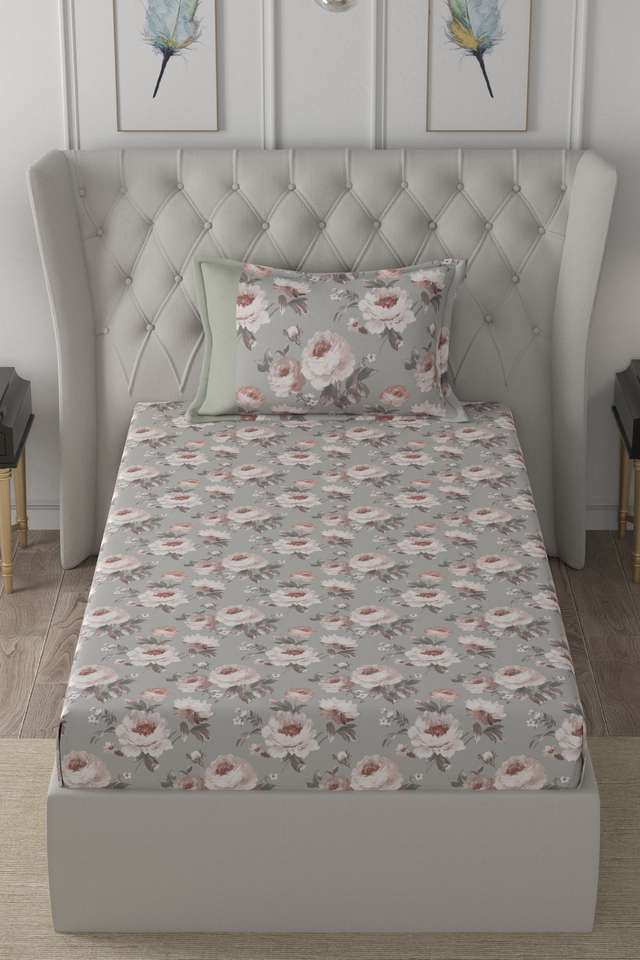 Hermosa-Regency-Bouquet-Print-210-TC-Cotton-Single-Bed-Sheet-With-1-Pillow-Cover