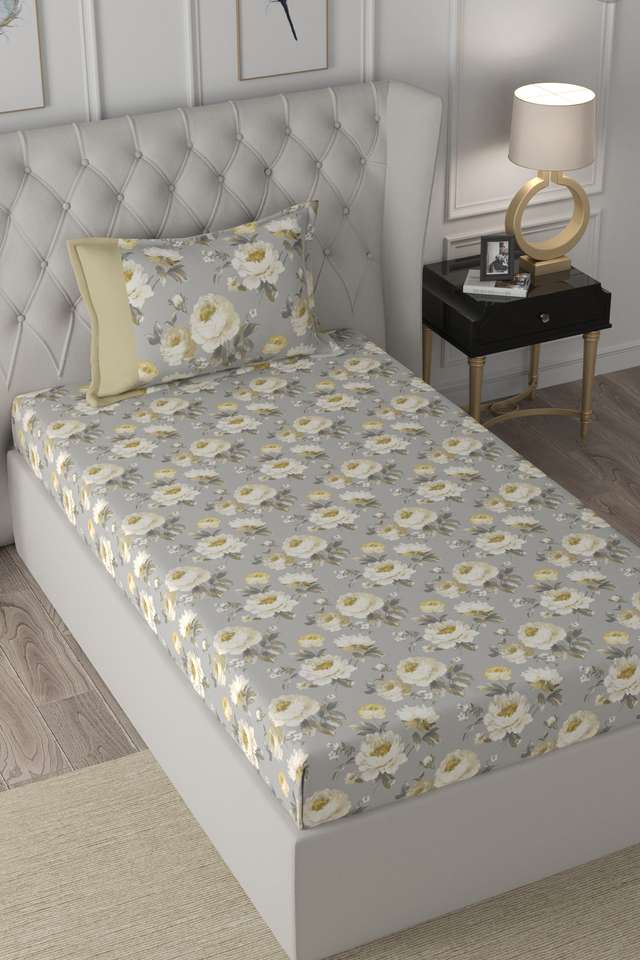 Hermosa-Regency-Bouquet-Print-210-TC-Cotton-Single-Bed-Sheet-With-1-Pillow-Cover