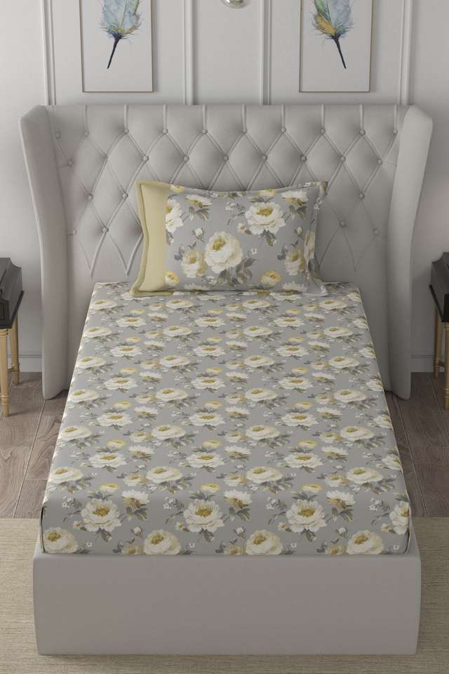 Hermosa-Regency-Bouquet-Print-210-TC-Cotton-Single-Bed-Sheet-With-1-Pillow-Cover