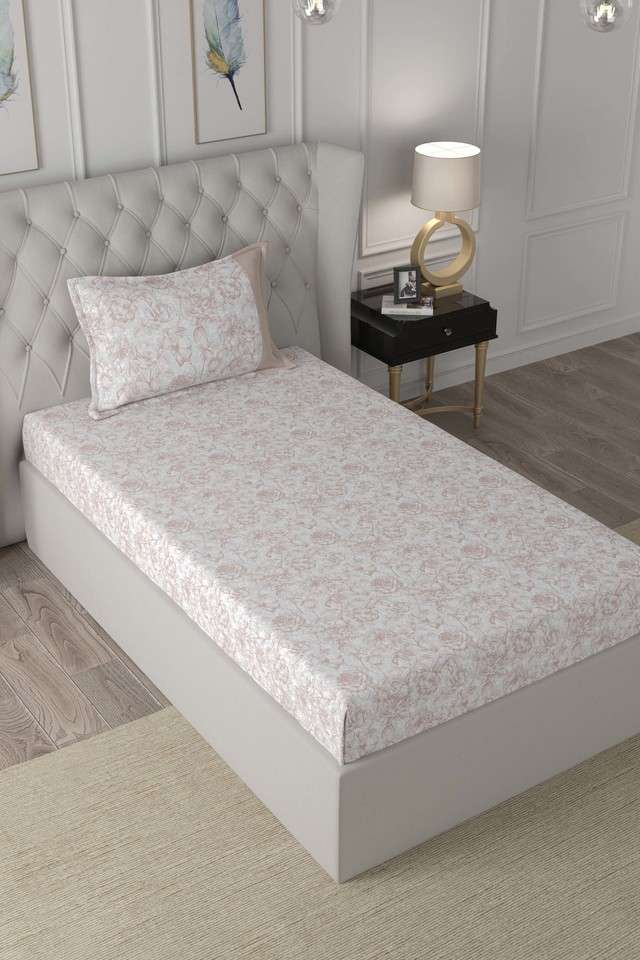 Hermosa-Exotic-Bouquet-Wonderland-Printed-200-TC-Cotton-Red-Single-Bed-Sheet-With-1-Pillow-Cover