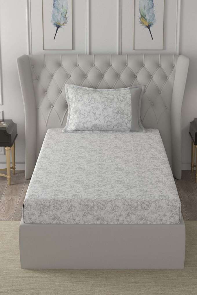 Hermosa-Exotic-Bouquet-Wonderland-Printed-200-TC-Cotton-Neutral-Single-Bed-Sheet-With-1-Pillow-Cover