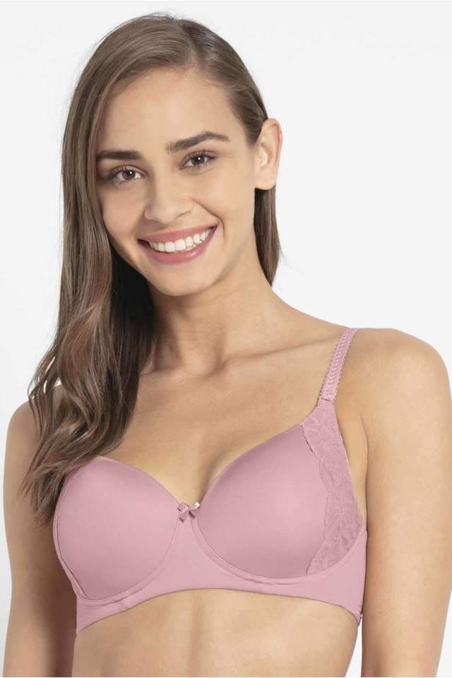 Women-s-Solid-Pattern-Full-Coverage-Wirefree-Padded-Soft-Touch-T-Shirt-Bra