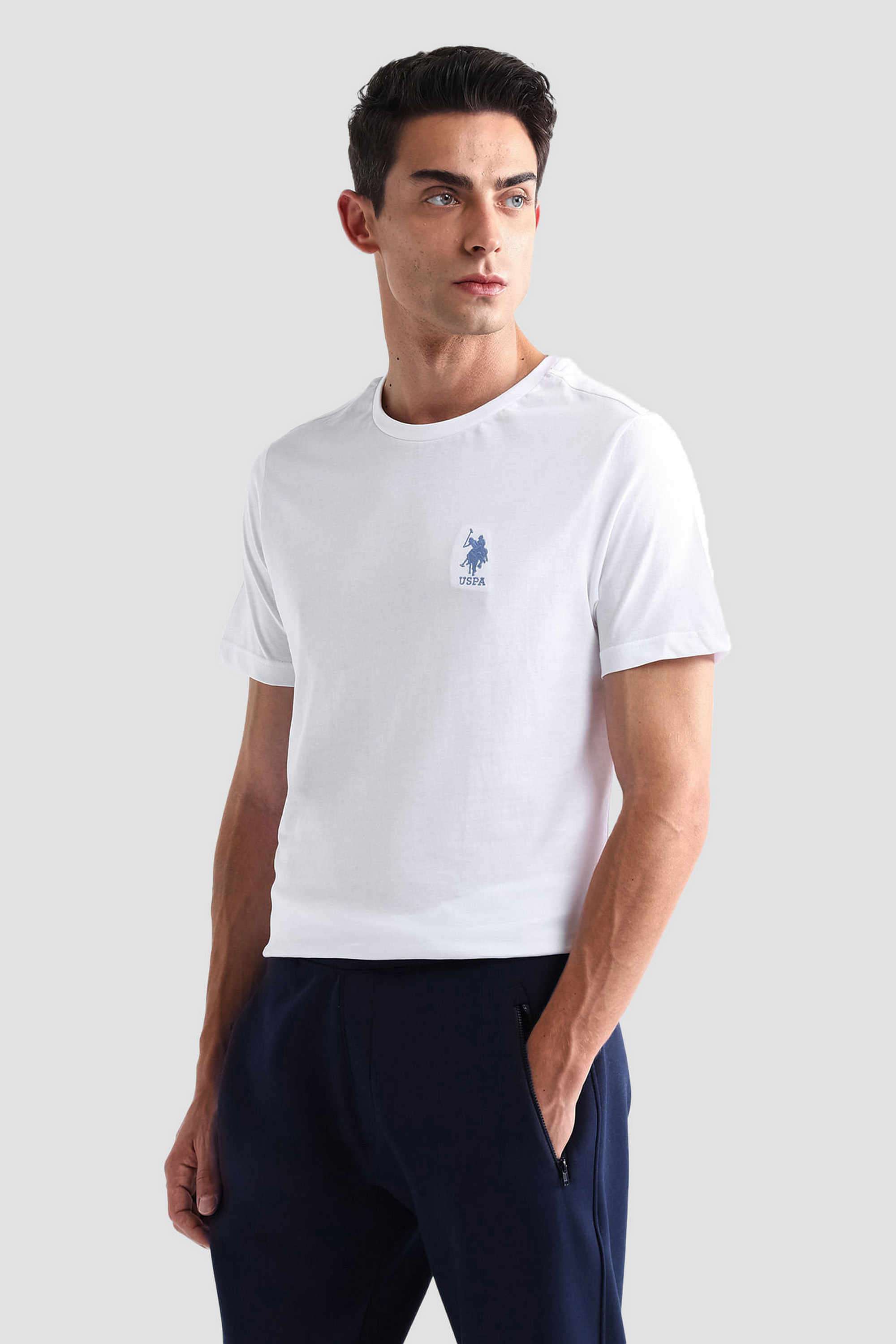 Solid-Cotton-Blend-Round-Neck-Men-s-T-Shirt