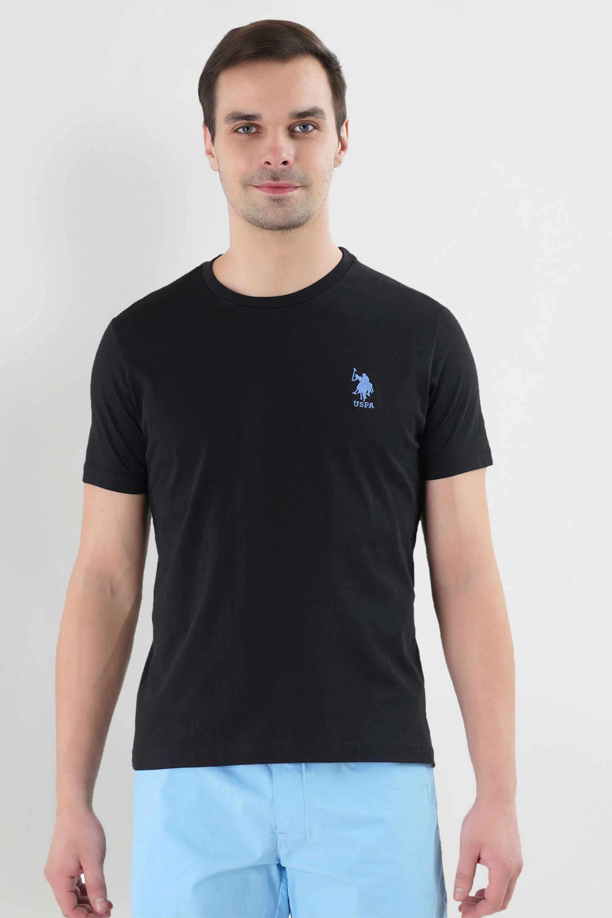 Solid-Cotton-Blend-Round-Neck-Men-s-T-Shirt