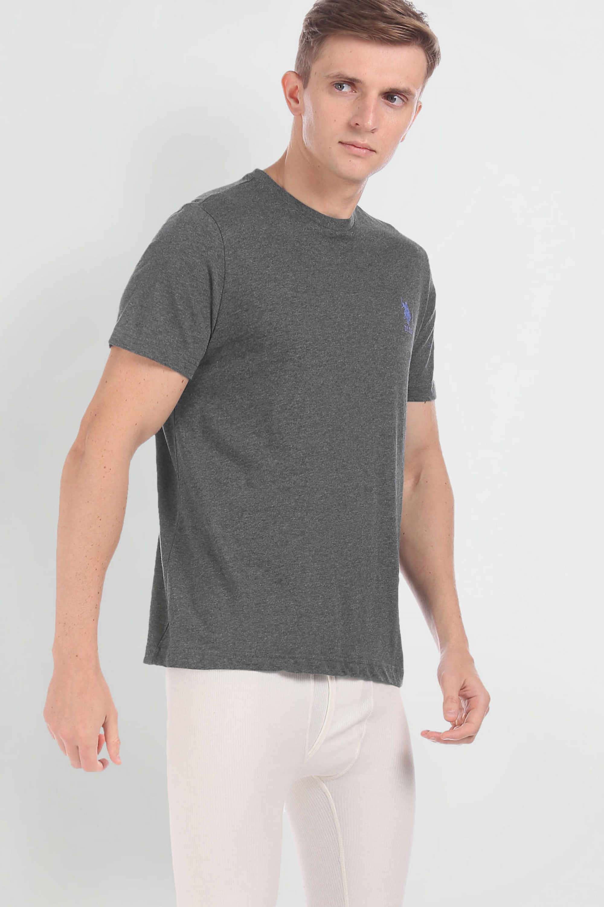 Solid-Cotton-Blend-Round-Neck-Men-s-T-Shirt