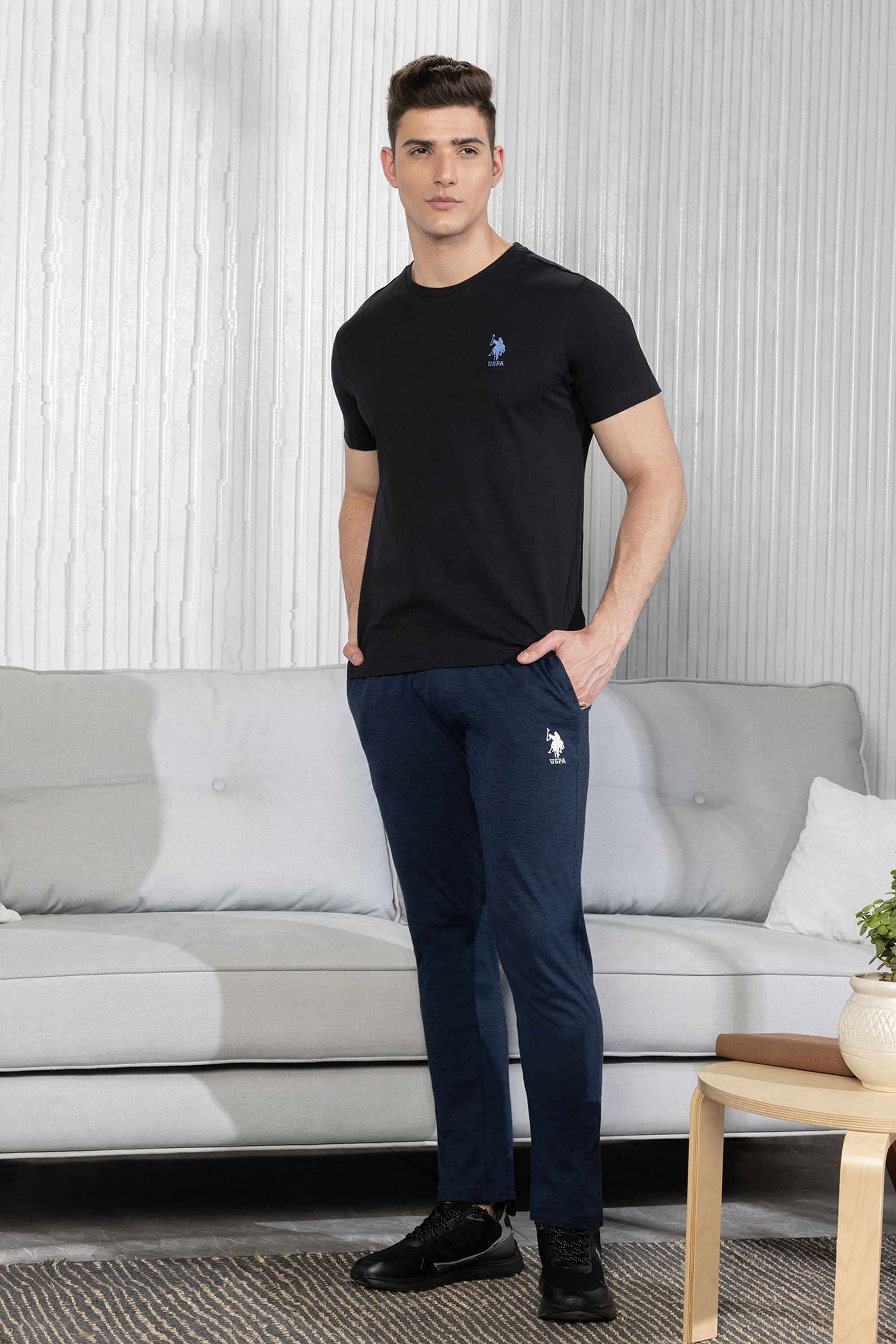 Solid-Cotton-Blend-Regular-fit-Men-s-Track-Pants
