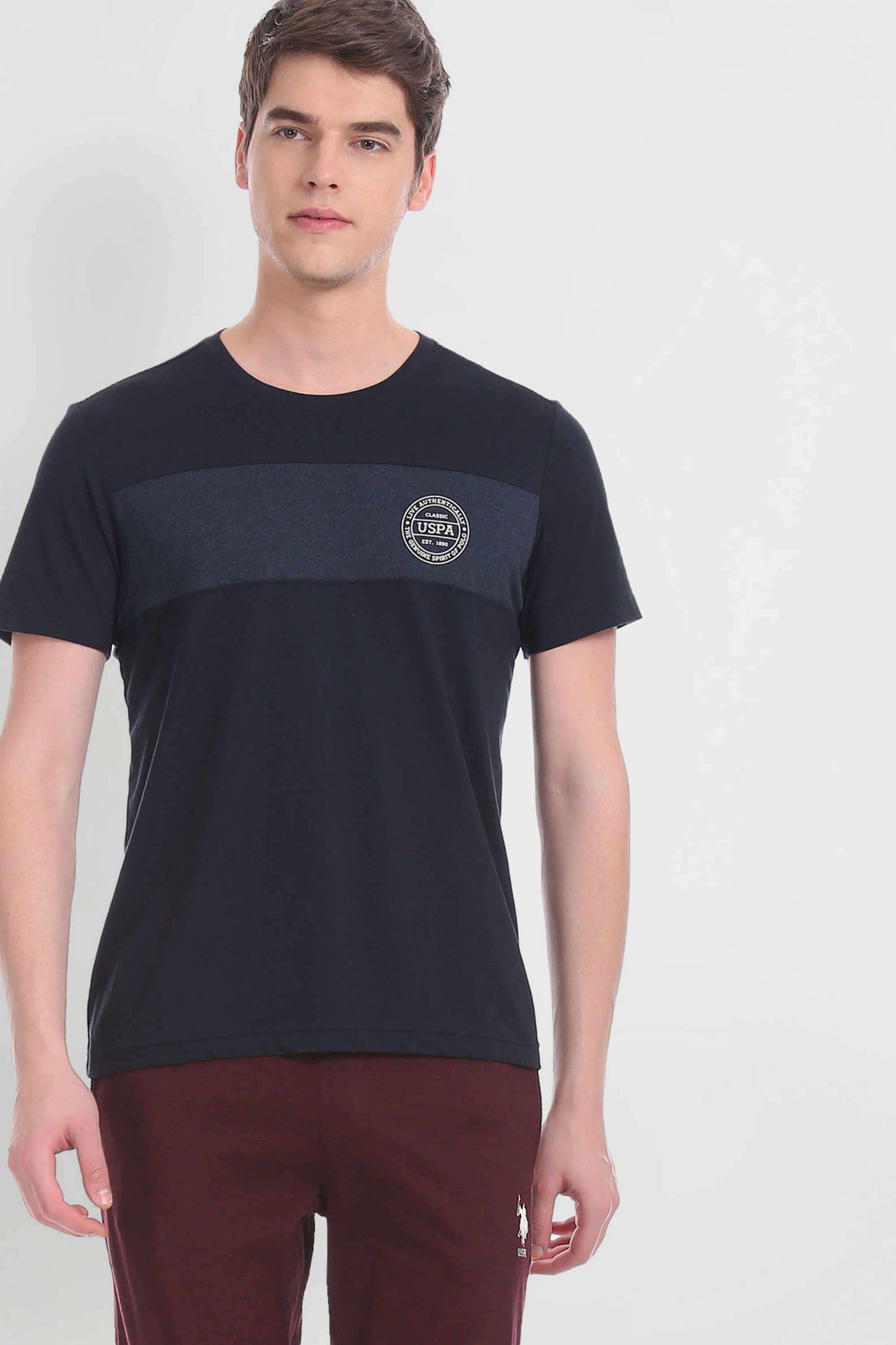 Solid-Cotton-Blend-Round-Neck-Men-s-T-Shirt