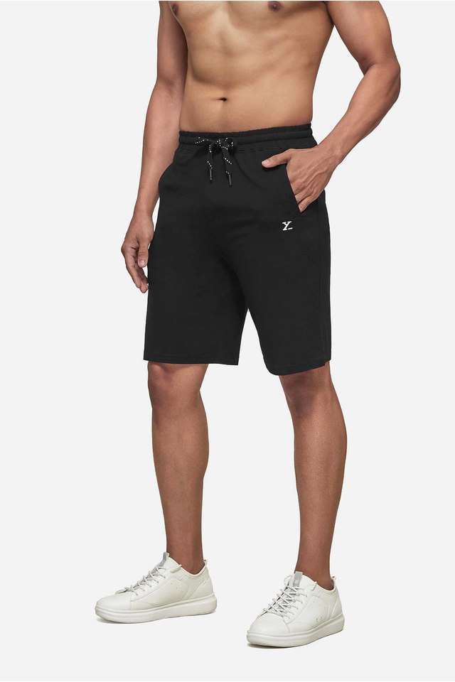 Buy XYXX Black Solid Cotton Blend Regular Fit Men's Shorts
