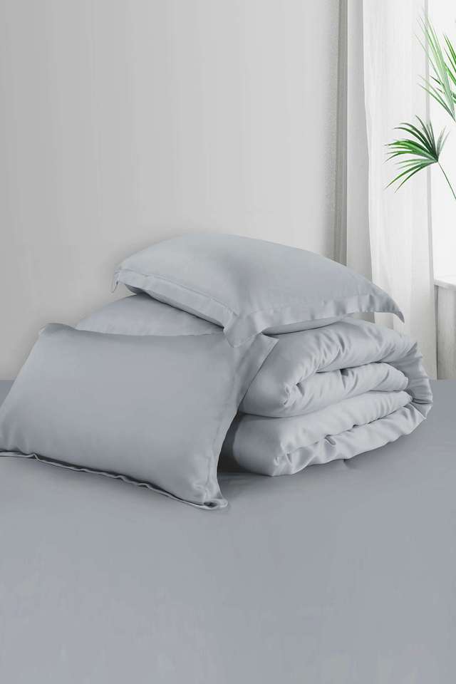 Bamboo-Super-King-Size-Bedsheet-With-2-Pillow-Cover Breathable -Soft-And-Silky-Smooth-Sheet---Dove-Grey