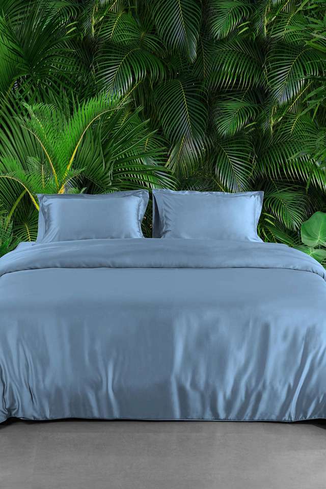 Bamboo-Super-King-Size-Bedsheet-With-2-Pillow-Cover Breathable -Soft-And-Silky-Smooth-Sheet---Heritage-Blue