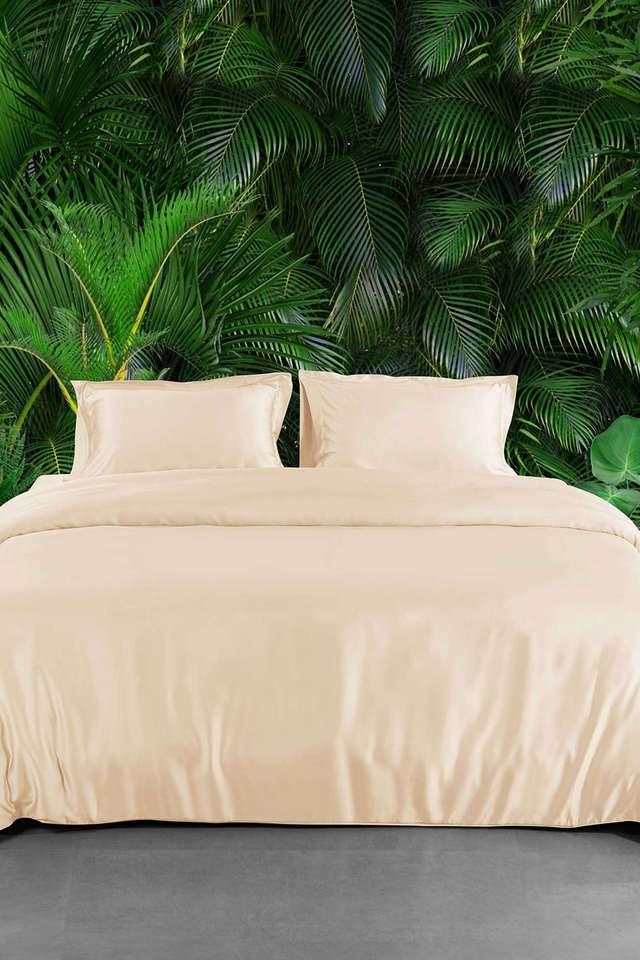 Bamboo-Super-King-Size-Bedsheet-With-2-Pillow-Cover Breathable -Soft-And-Silky-Smooth-Sheet---Vanilla