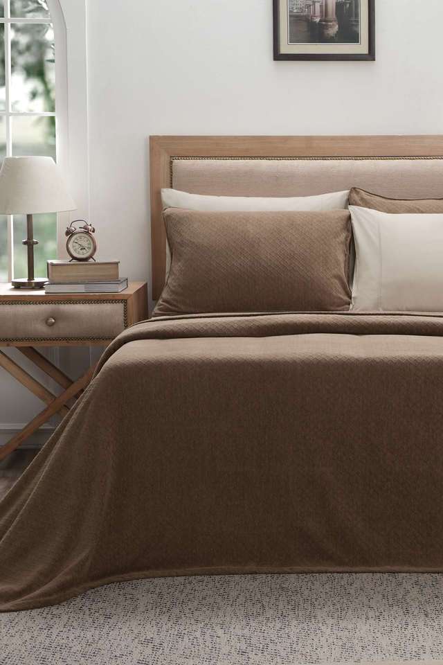 Colorart-Blaize-Solid-Weave-256-GSM-Cotton-Friar-Brown-Double-Bed-Cover