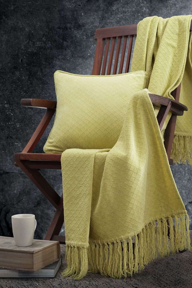 Colorart-Blaize-Solid-Weave-256-GSM-Cotton-Acid-Yellow-Small-Cushion-Cover