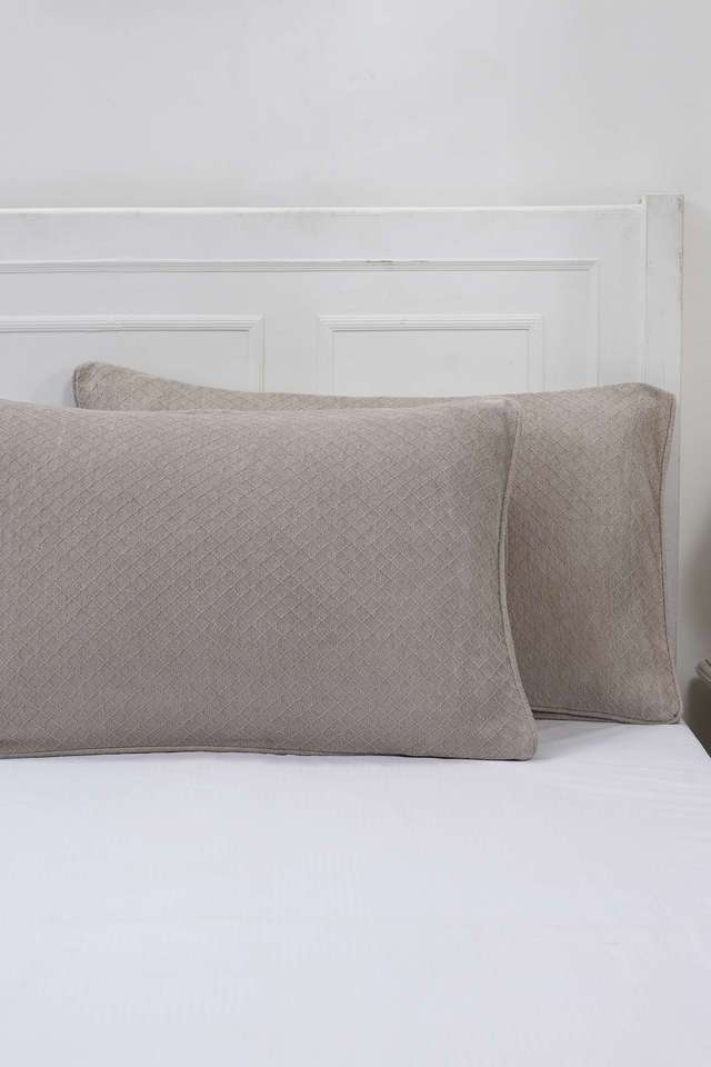 Colorart-Blaize-Solid-Weave-256-GSM-Cotton-Silver-Grey-Standard-Pillow-Sham-Set