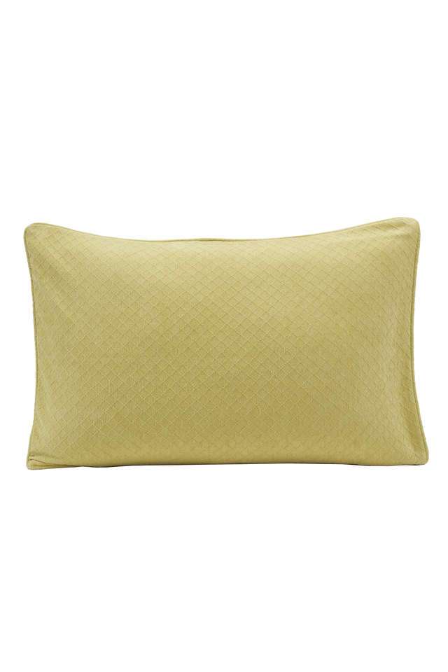 Colorart-Blaize-Solid-Weave-256-GSM-Cotton-Acid-Yellow-Standard-Pillow-Sham-Set