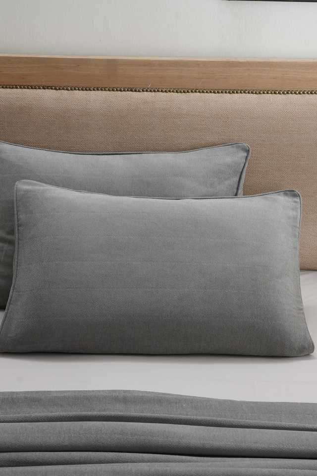 Colorart-325-GSM-Caroline-Steel-Grey-Standard-Pillow-Sham-Set