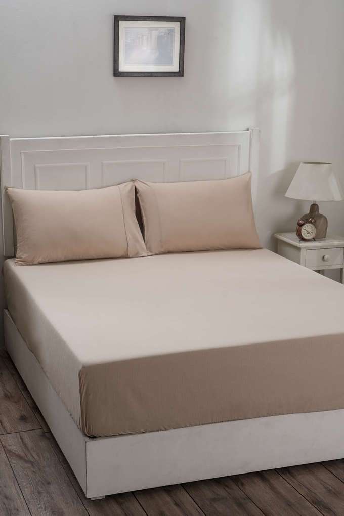Colorart-Eden-144-TC-Cotton-Solid-Sand-Dune-Double-Fitted-Sheet-With-2-Pillow-Covers