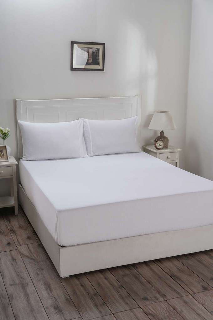 Colorart-Eden-144-TC-Cotton-Solid-White-Single-Fitted-Sheet-With-1-Pillow-Cover
